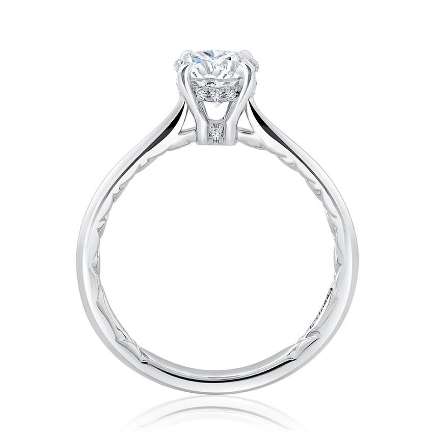 Hidden Halo Oval Solitaire Diamond Engagement Ring with Quilts® Interior, photograph 3