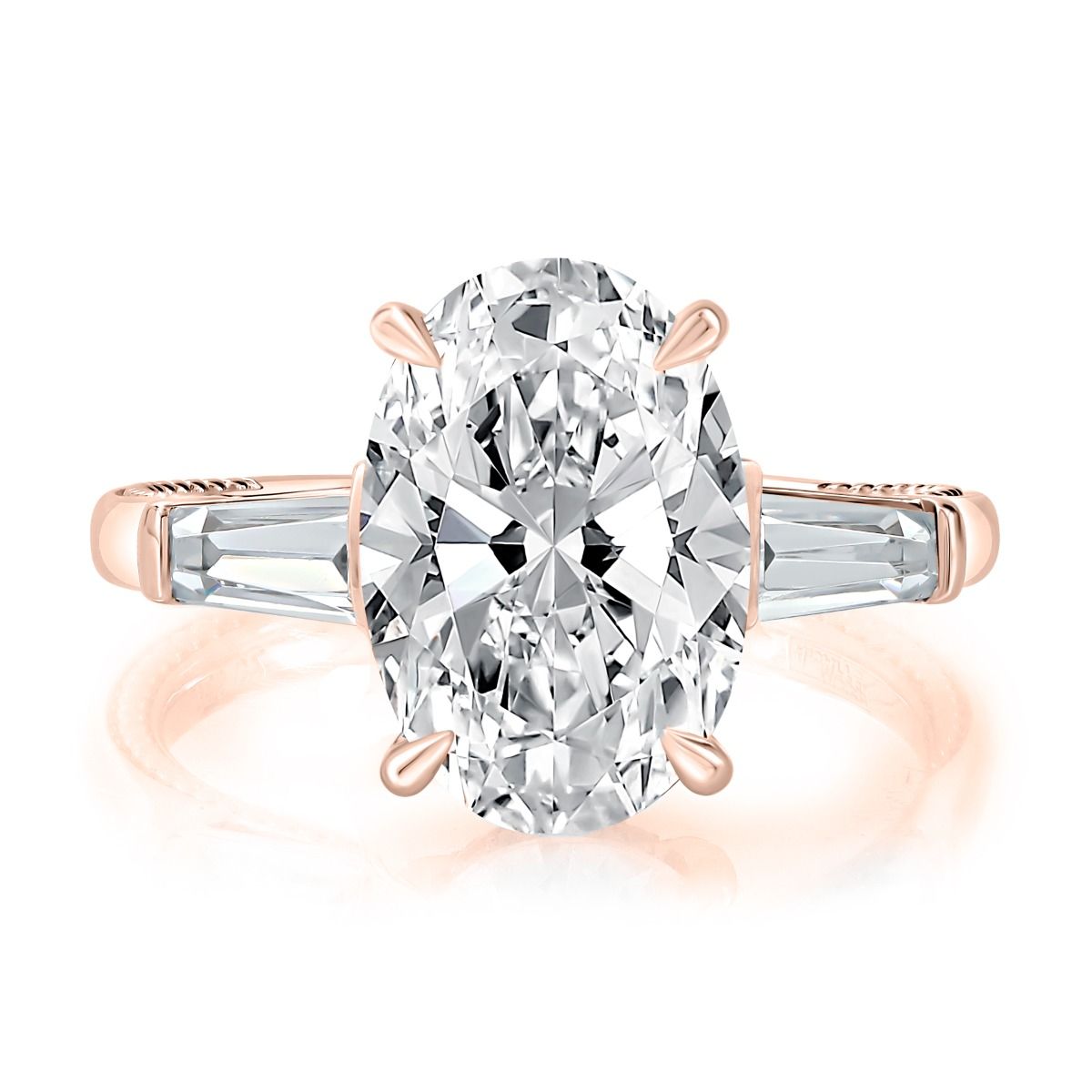 Milgrain Oval Engagement Ring, photograph 5