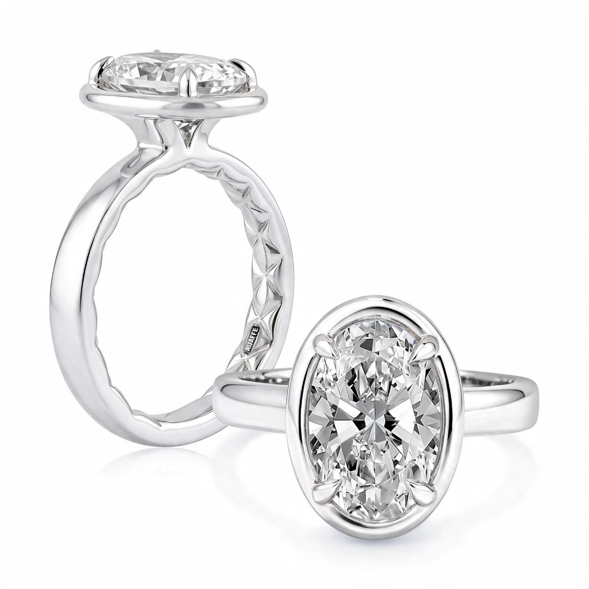 Oval Bezel Engagement Ring with Quilts® Interior