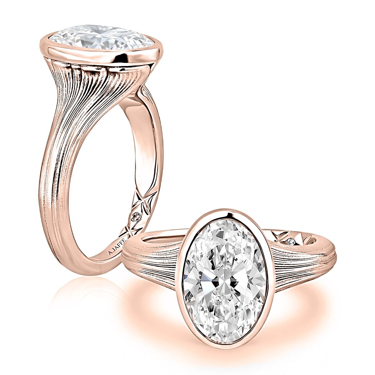 Oval Bezel Set Engagement Ring, photograph 4