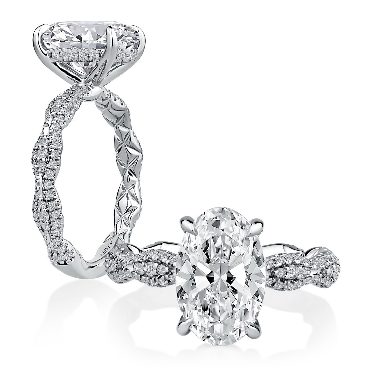 Oval Diamond Free Form Engagement Ring with Quilts®