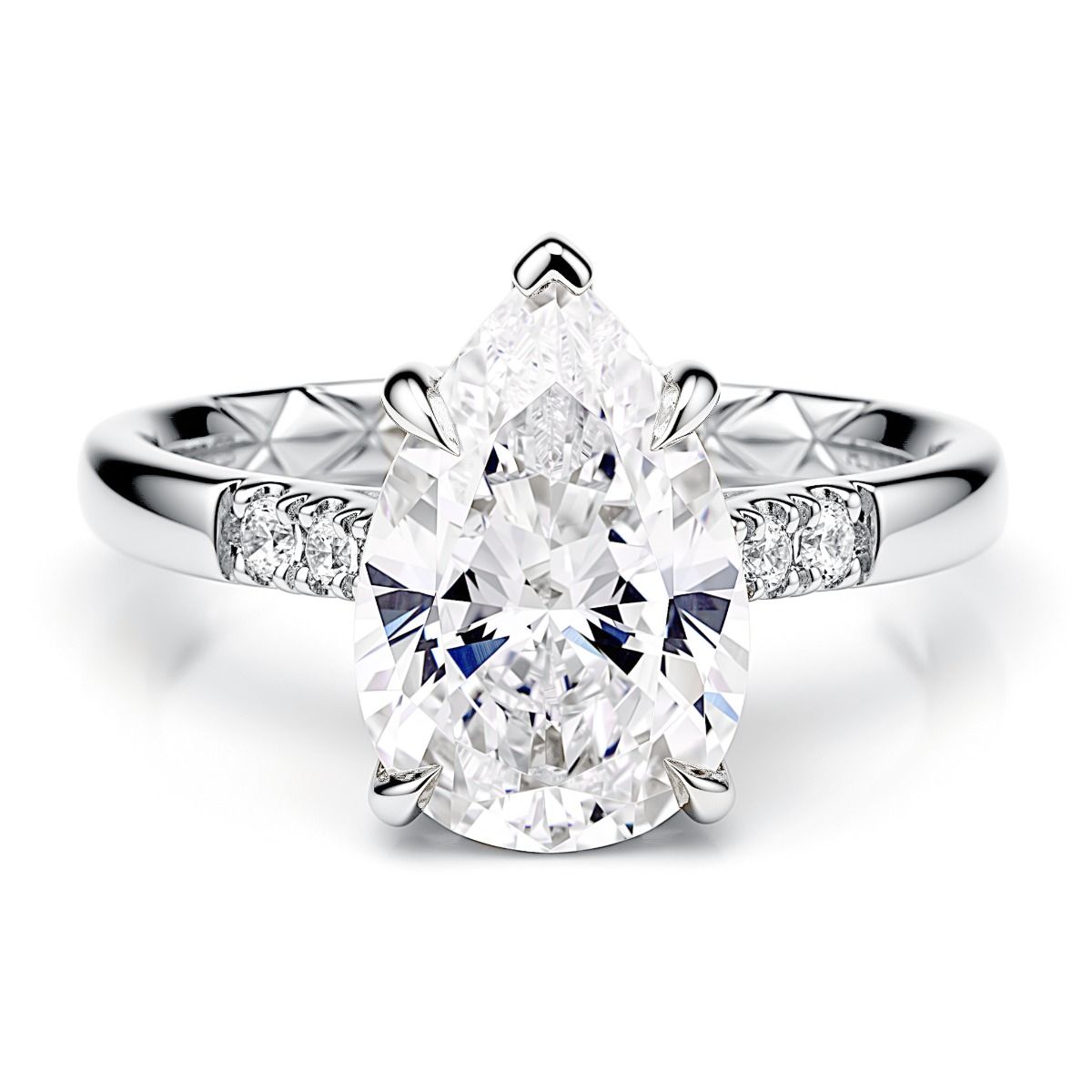 Pear Shape Diamond Engagement Ring with Hidden Halo and Quilts® Interior, photograph 8