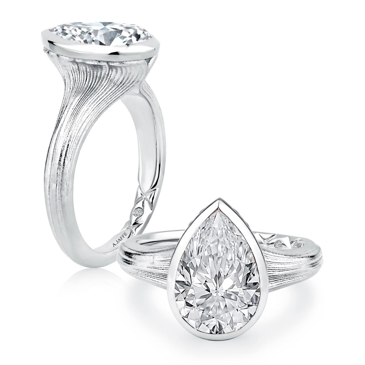 Pear Shaped Bezel Set Engagement Ring, photograph 7
