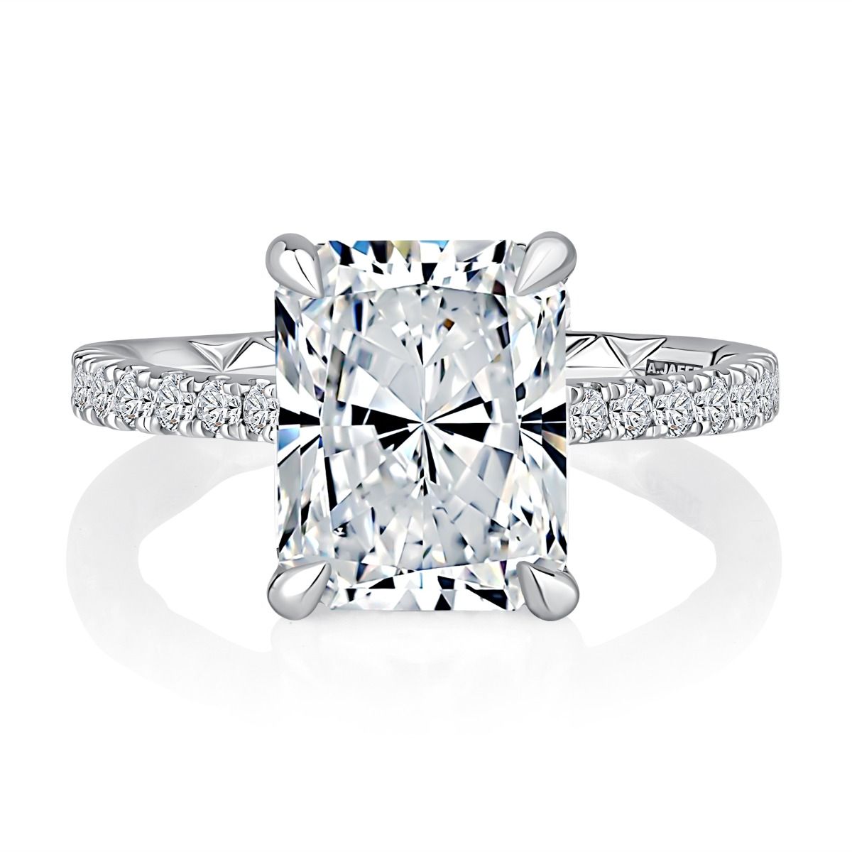 Radiant Shaped Diamond Engagement Ring with Hidden Halo and Quilts® Interior Diamond Band, photograph 8