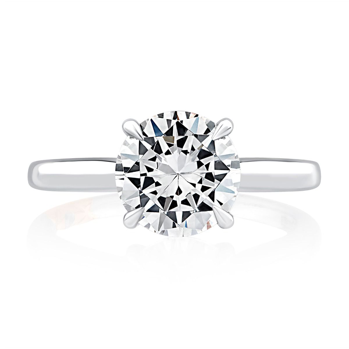 Solitaire Round Center Diamond Engagement Ring with Peek-A-Boo Diamonds, photograph 6