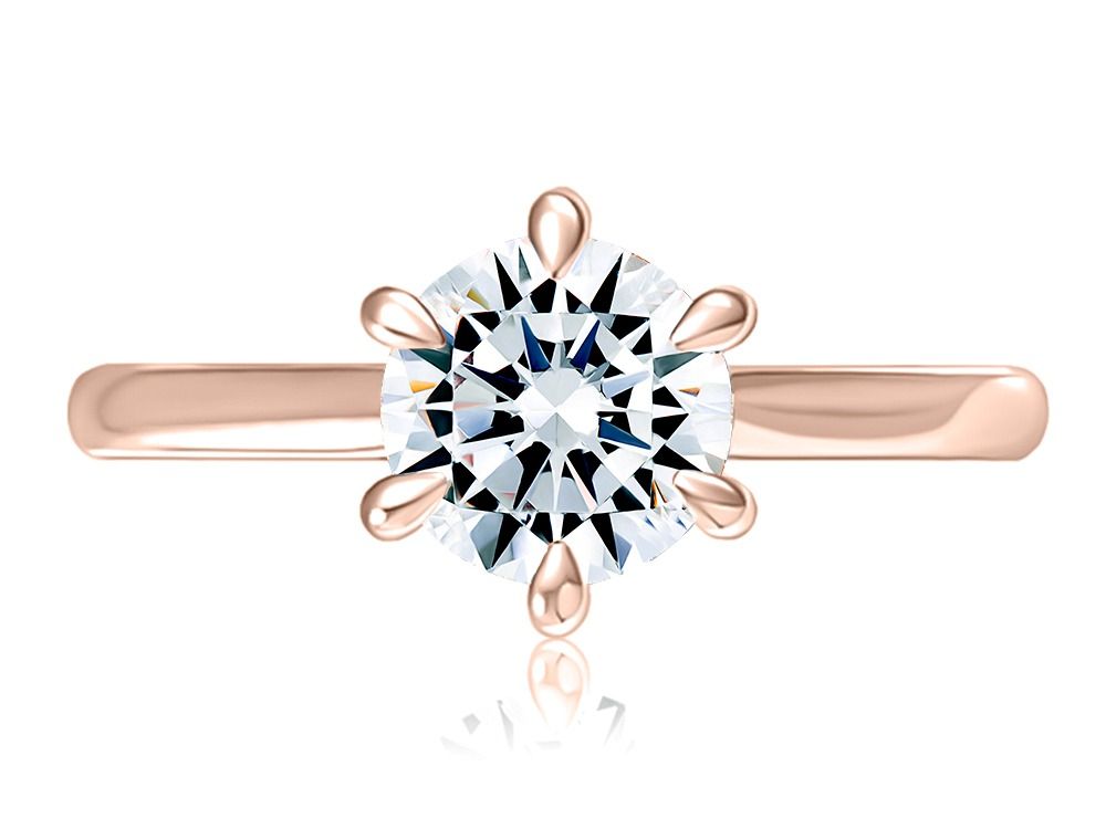 Six Prong Round Center Solitaire Diamond Engagement Ring, photograph 4