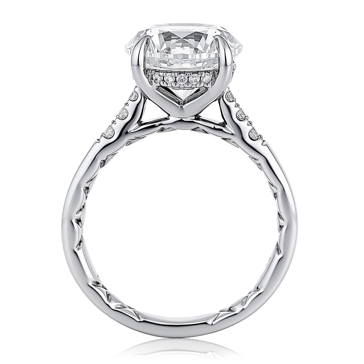 Round Diamond Engagement Ring with Hidden Halo and Quilts® Interior, photograph 3