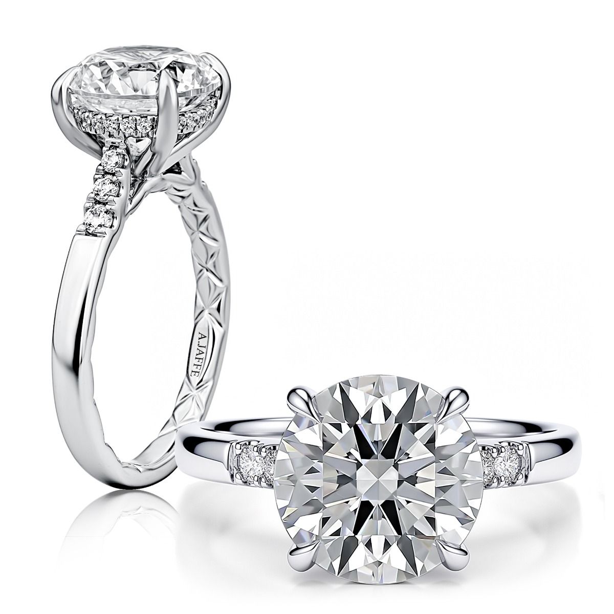 Round Diamond Engagement Ring with Hidden Halo and Quilts® Interior