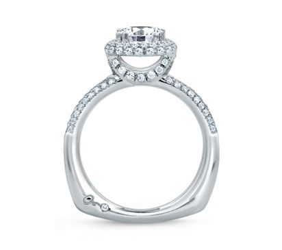 Round Cut Delicate Pave Bridal Engagement Ring Pave Band, photograph 2