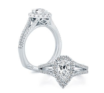 Pear Shape Split Foundation Halo Engagement Ring