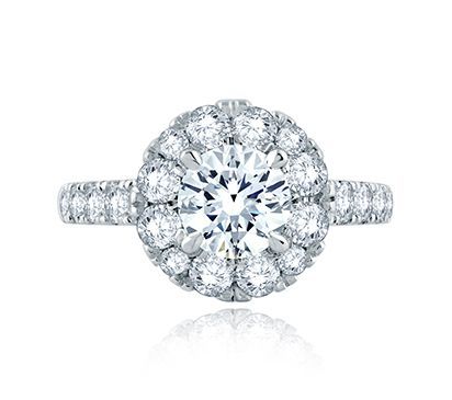 Large Melee Round Center Halo Signature Foundation Engagement Ring