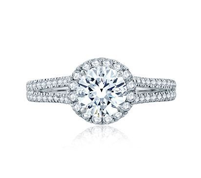 Split Foundation Round Halo Gallery Detail Engagement Ring