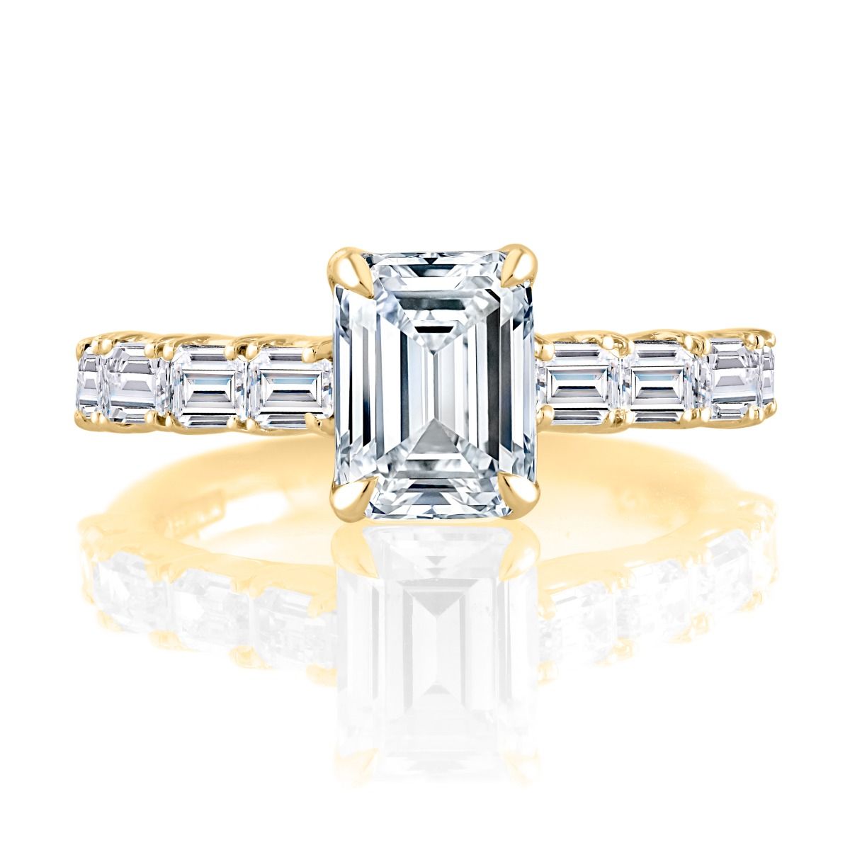 Emerald Cut Diamond Engagement Ring with Signature Foundation, photograph 5
