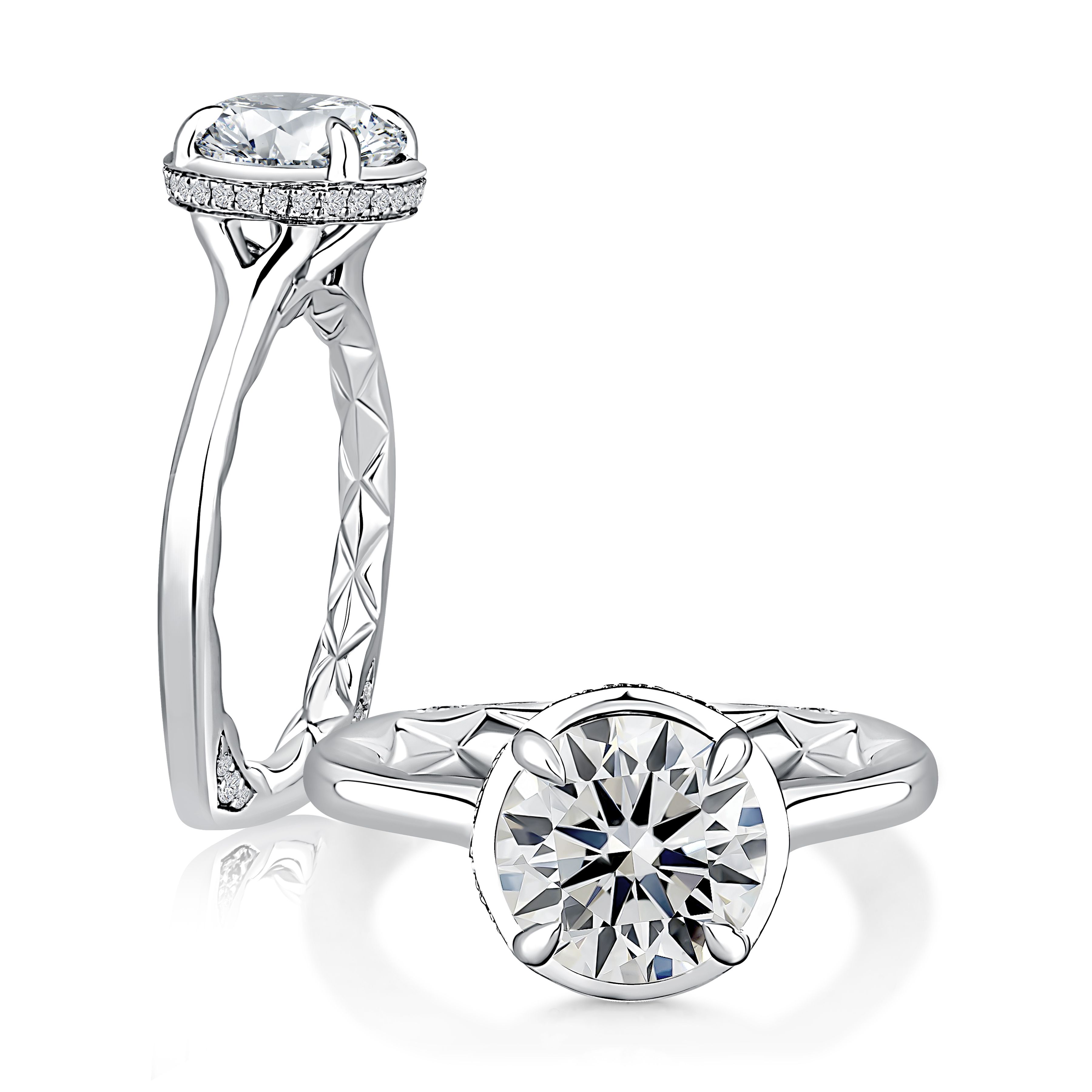 Round Cut Diamond Engagement Ring with Classic Prong Setting and A.Jaffe Signature Foundation®