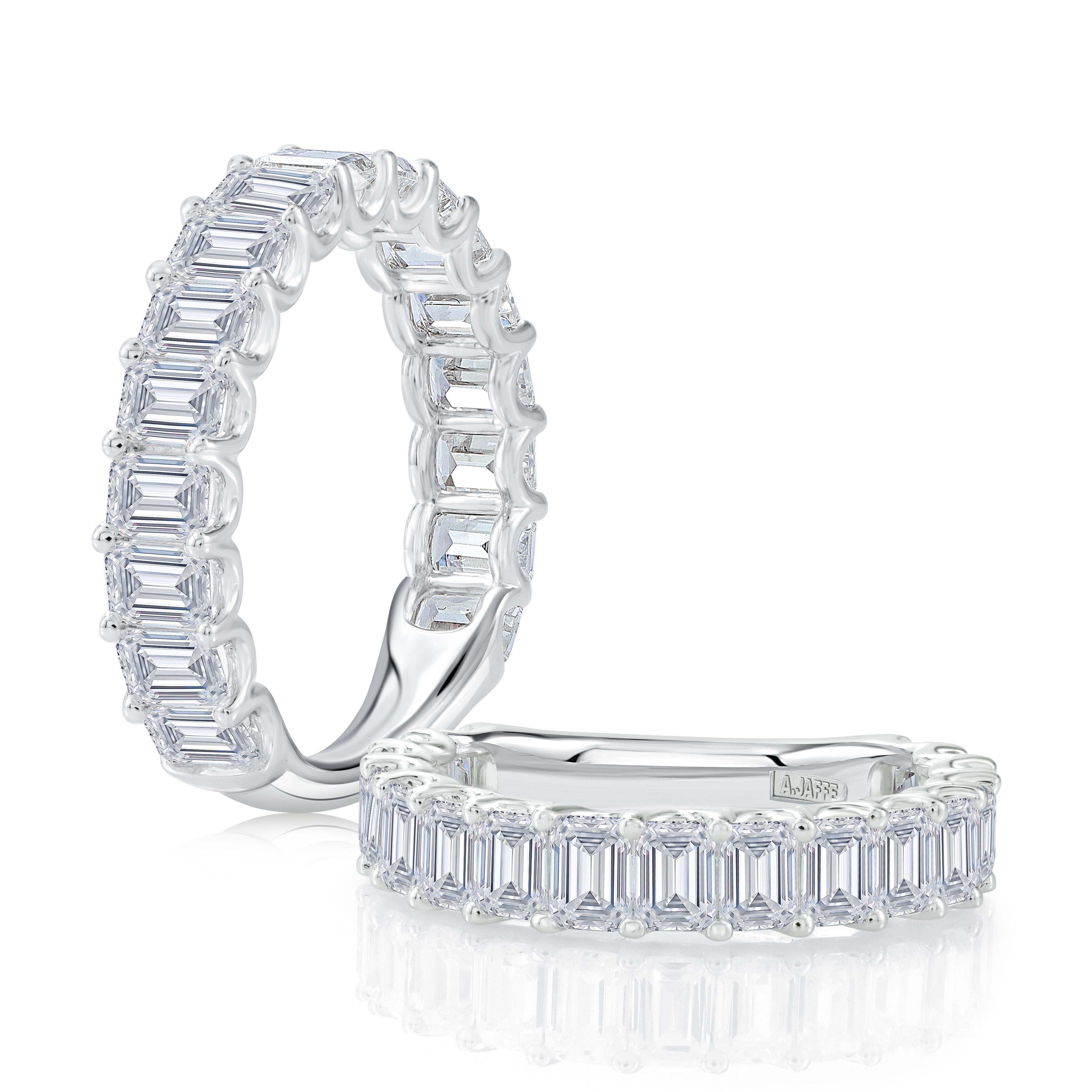 Luminelle Three Quarters Emerald Diamond Band