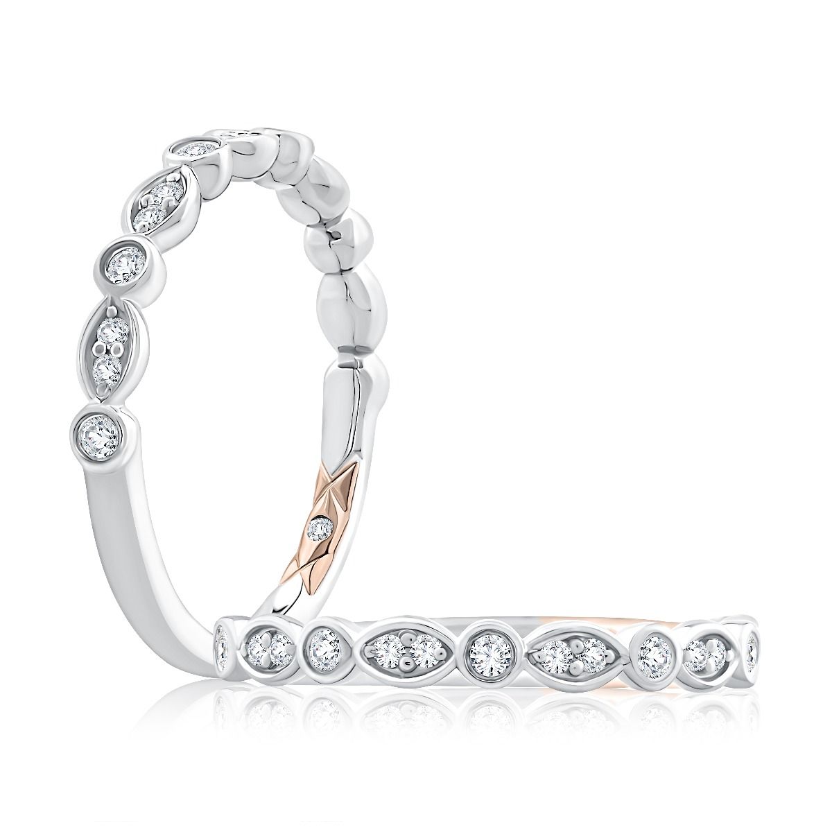 Alternating Round and Marquise Shaped Bezel Diamond Band