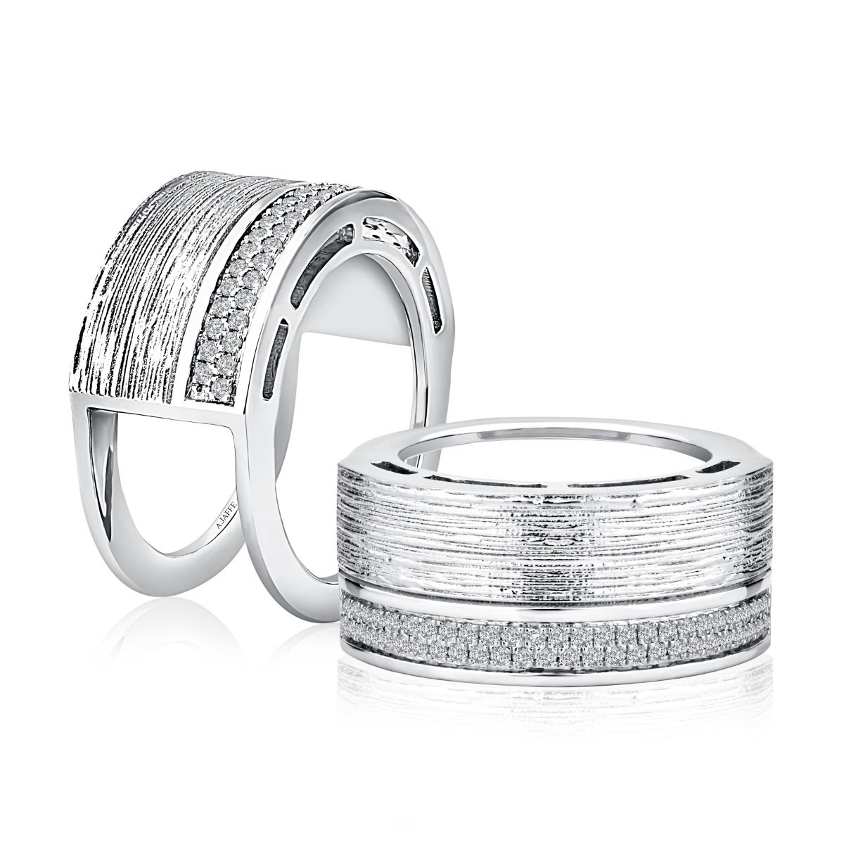 Double Row Pavé Diamond Oura Ring Jacket with Textured Finish