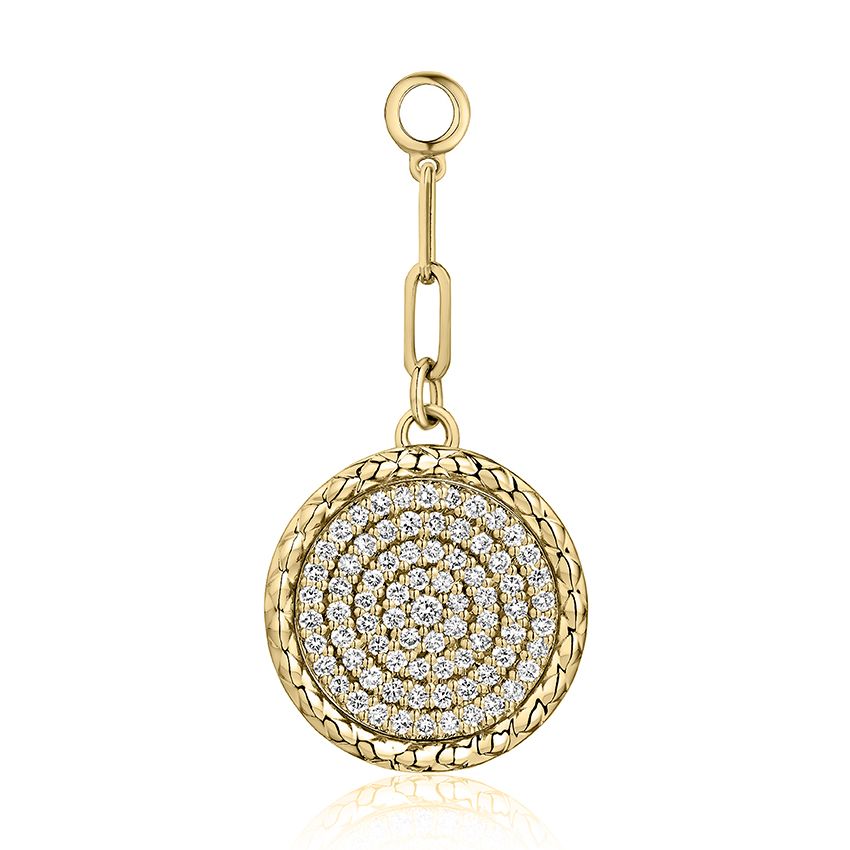 Diamond pendant with Quilts® border and 2 paper clip links for layering