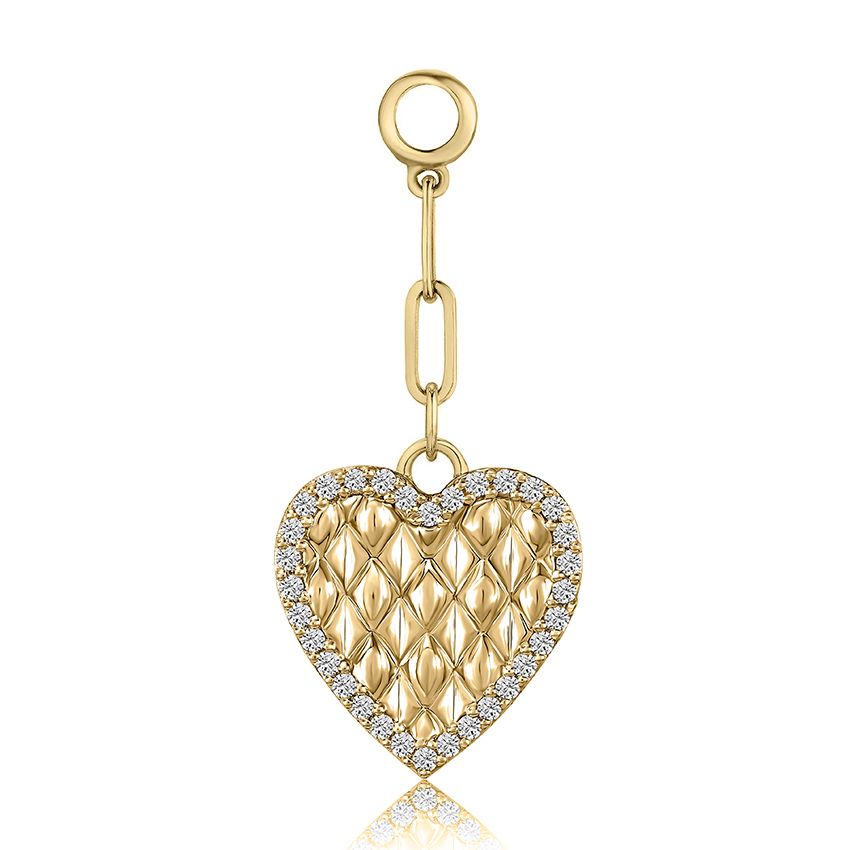 Quilts® pendant with diamond border and 2 paper clip links for layering