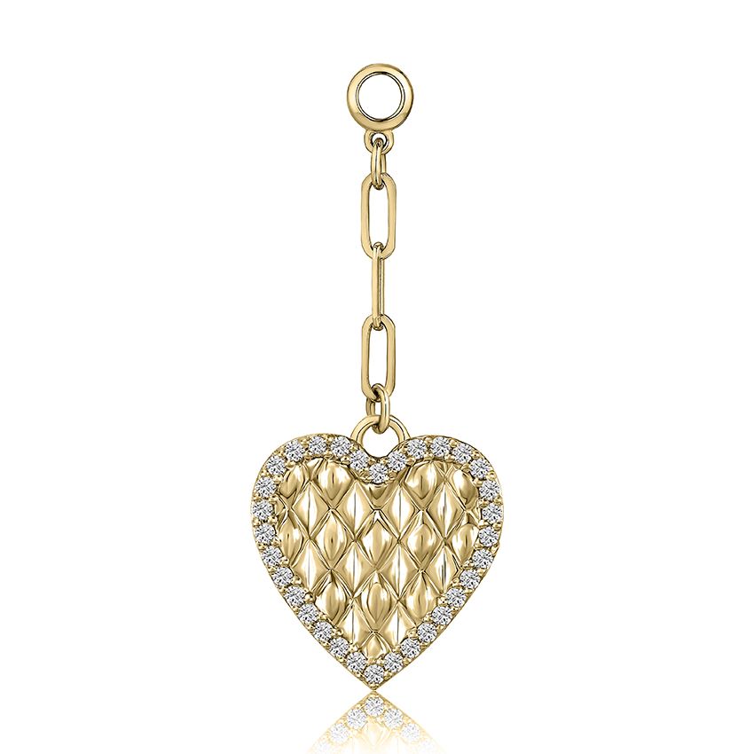 Quilts® pendant with diamond border and 3 paper clip links for layering