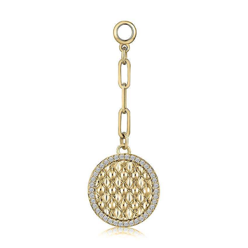 Quilts® pendant with diamond border and 3 paper clip links for layering