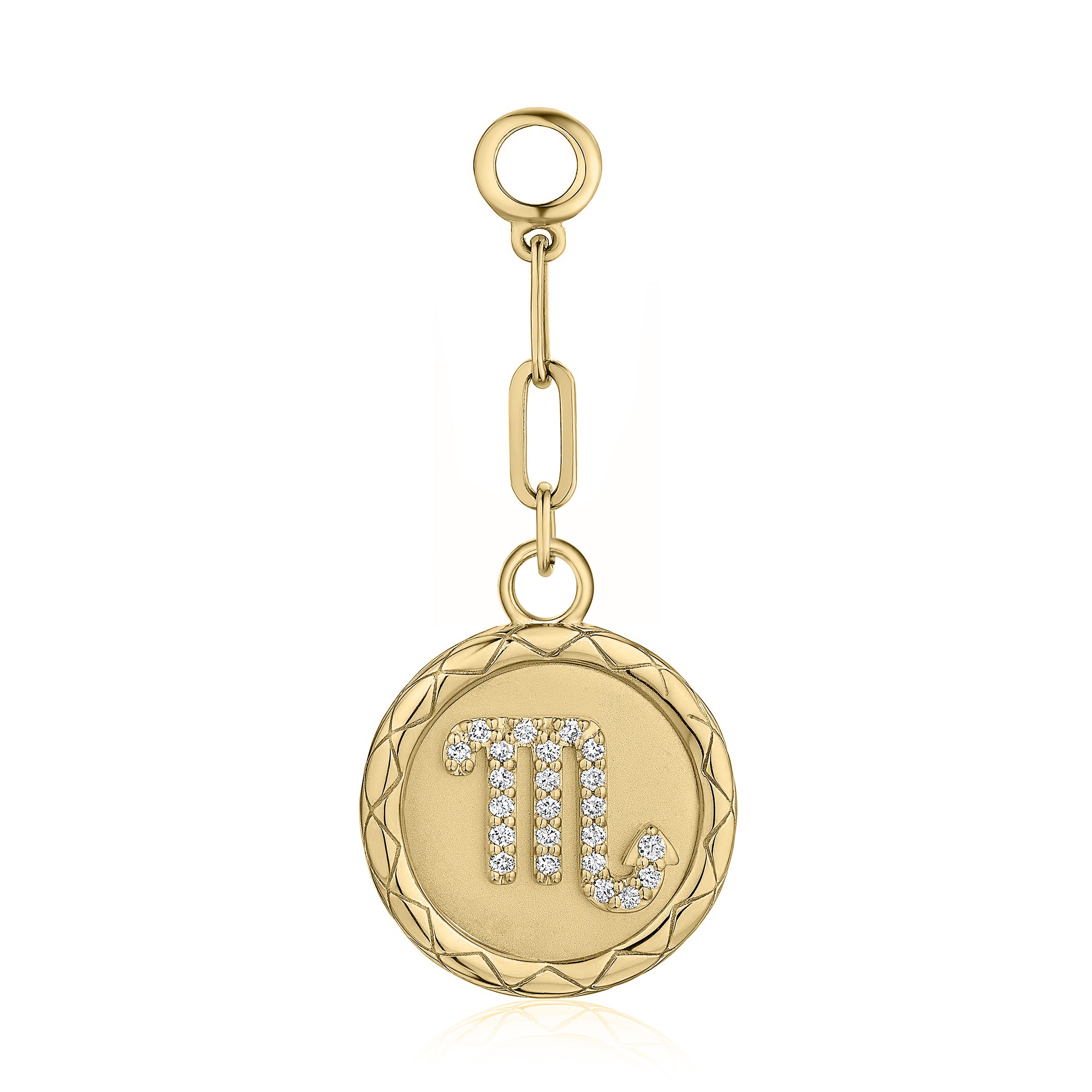 SCORPIO diamond zodiac pendant with bail & 2 paper clip links