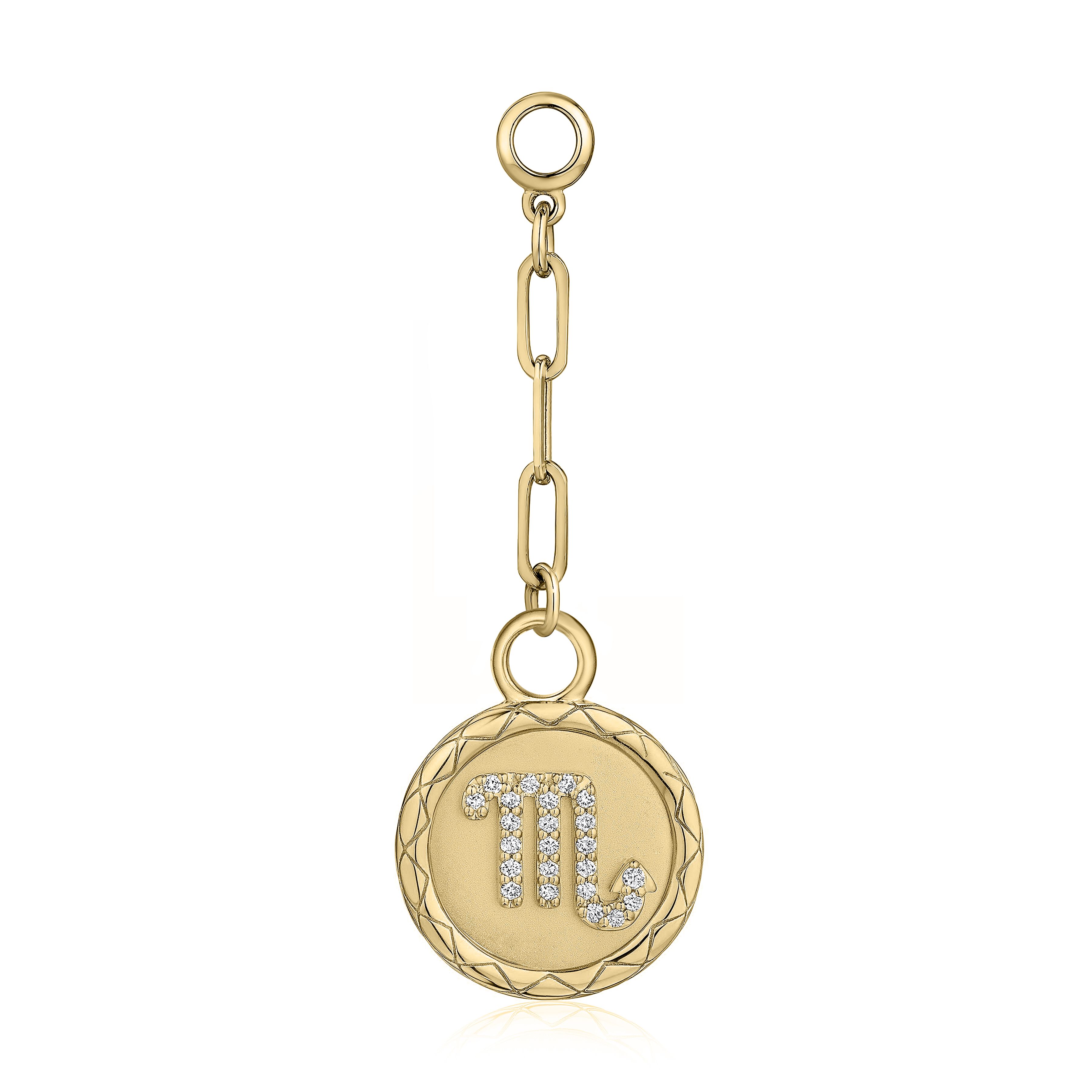 SCORPIO diamond zodiac pendant with bail & 3 paper clip links