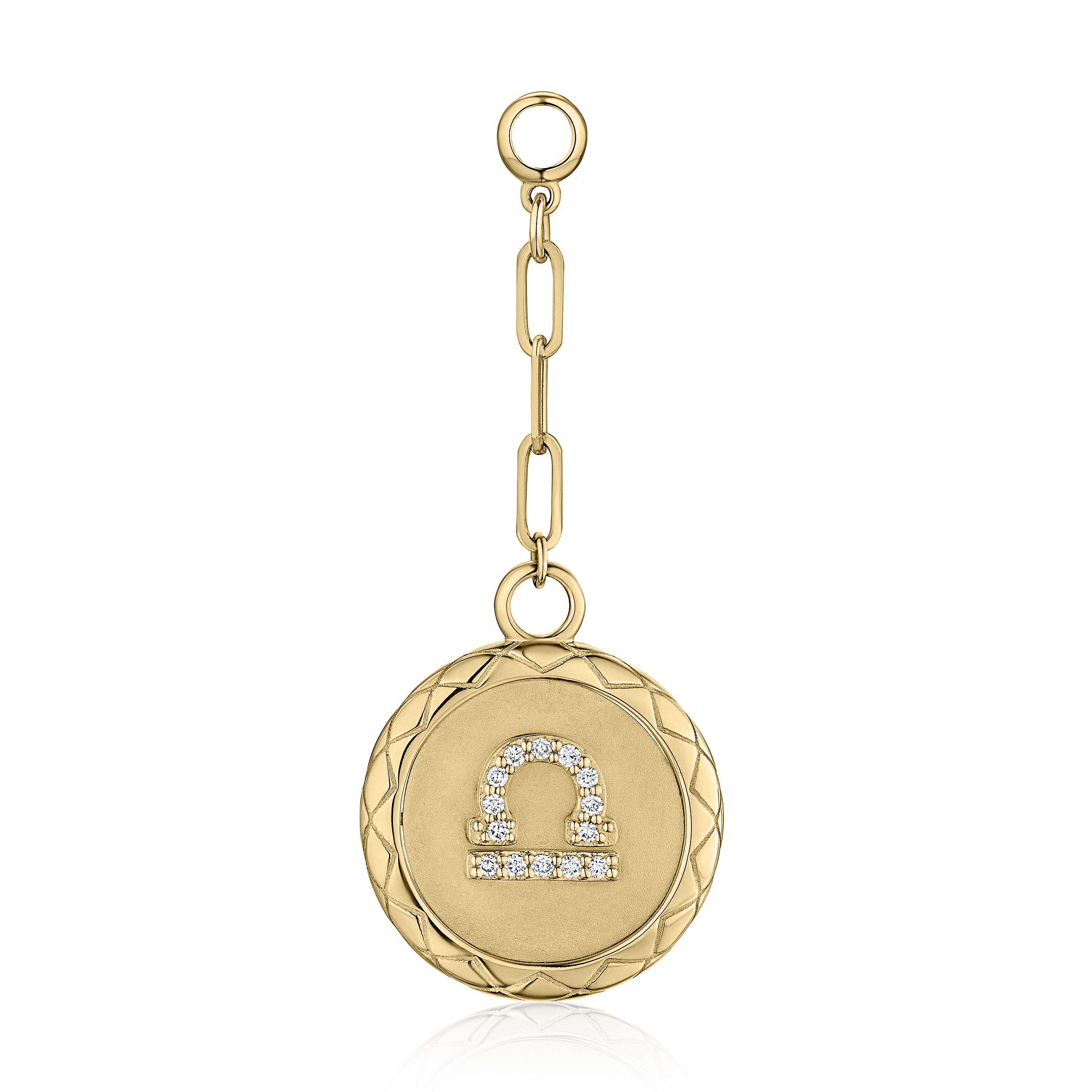 LIBRA diamond zodiac pendant with bail & 3 paper clip links
