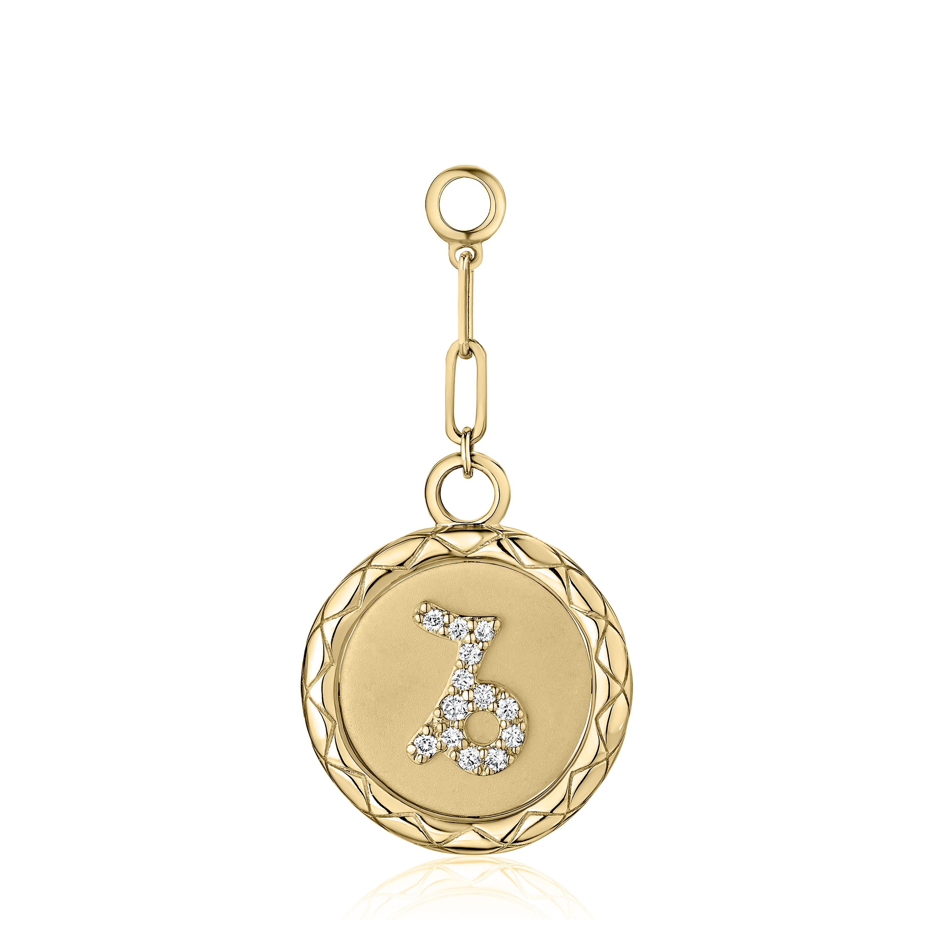 CAPRICON diamond zodiac pendant with bail & 2 paper clip links