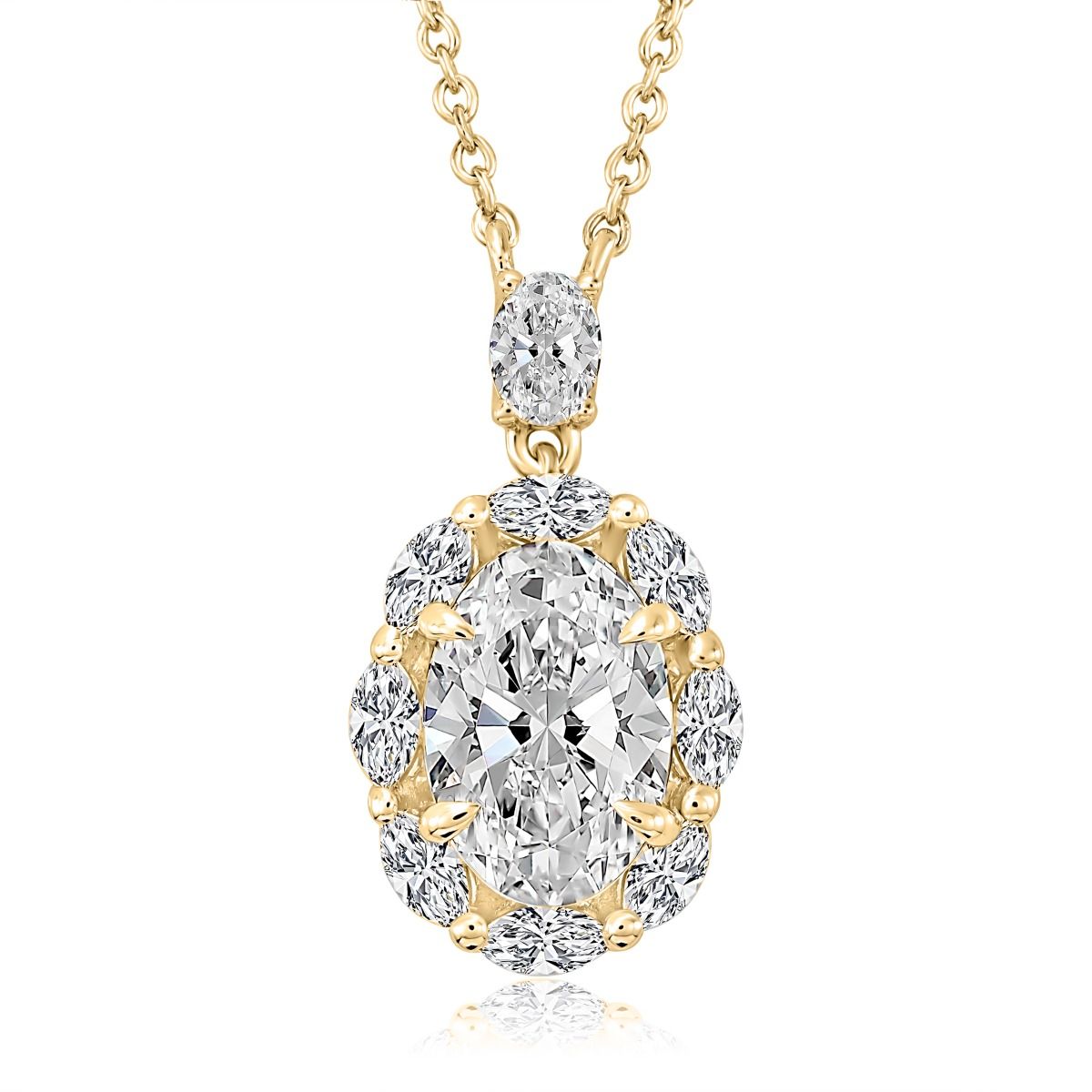Oval Halo Diamond Pendant with Quilts® Detail