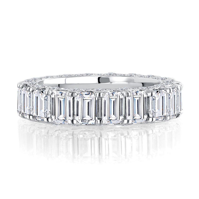 Emerald and Round Diamond Eternity Band