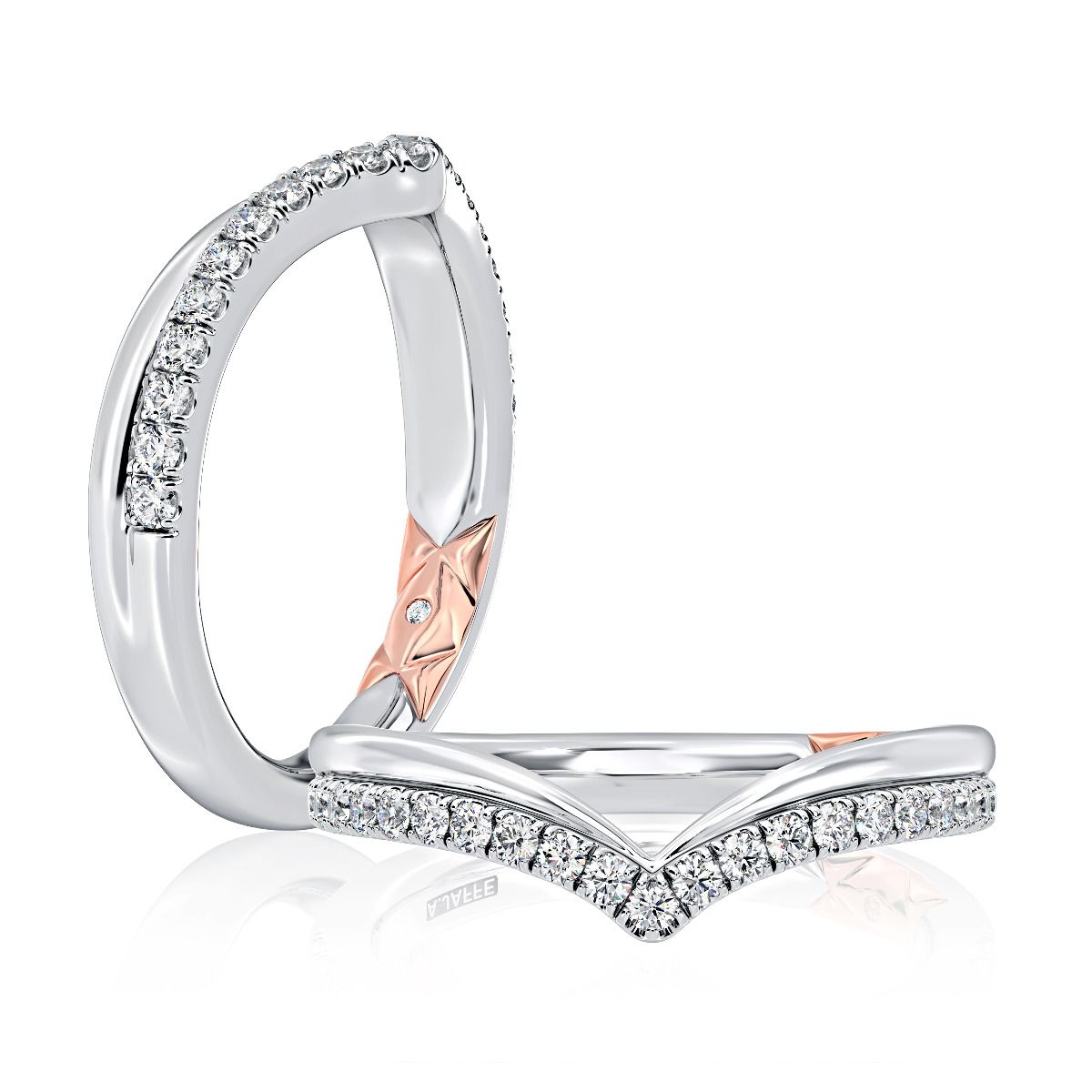 Intricate Double Row Curved Diamond Wedding Band