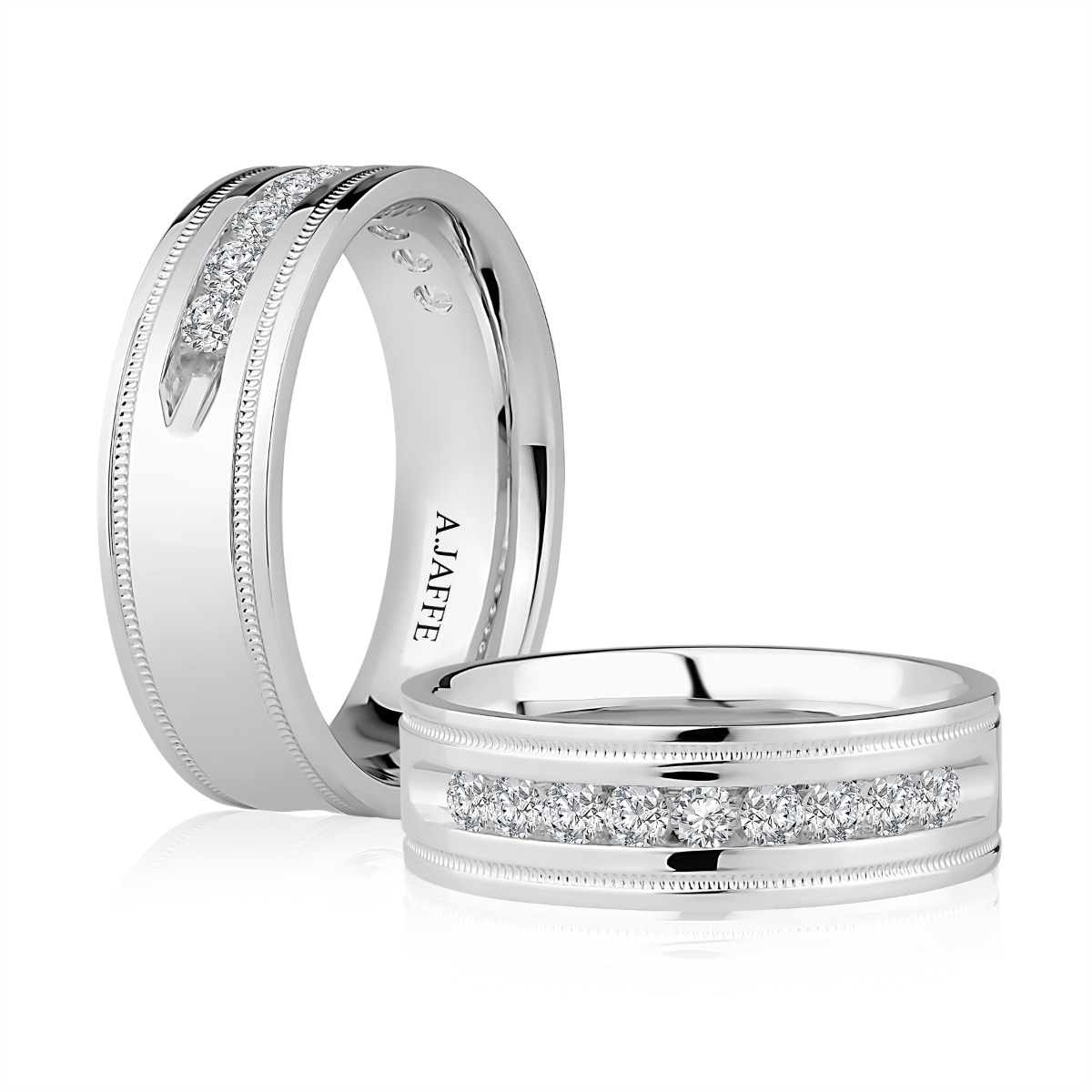 Modern Milgrain Detail Channel-Set Diamond Men's Band