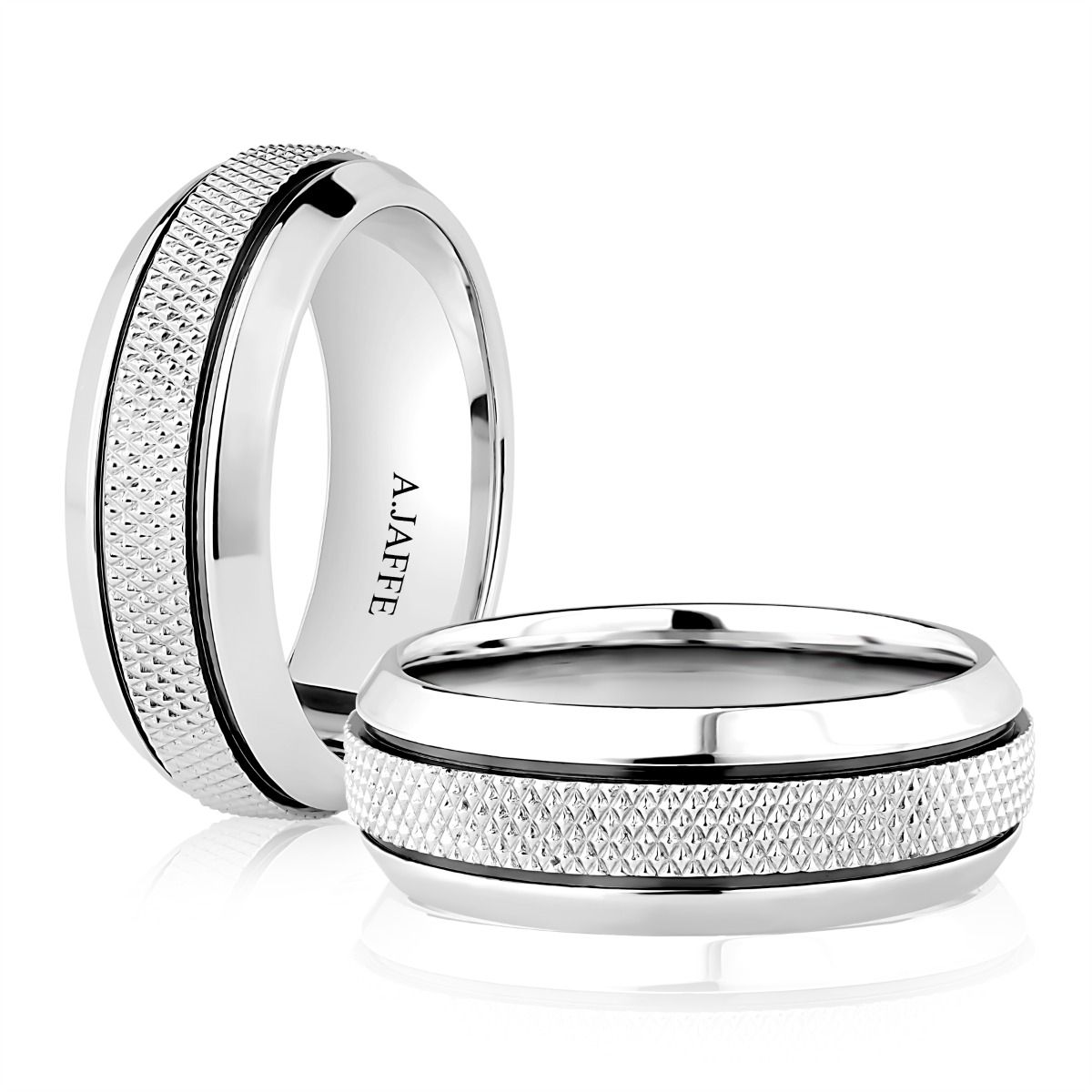 Classic Domed Knurled Center Men's Band with High Polish Edges