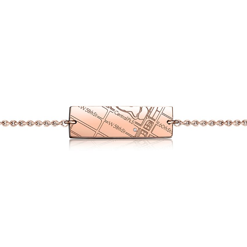 14k Rose Gold Horizontal Map Bracelet