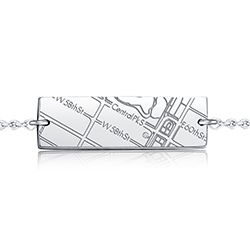 Sterling Silver Horizontal Map Bracelet