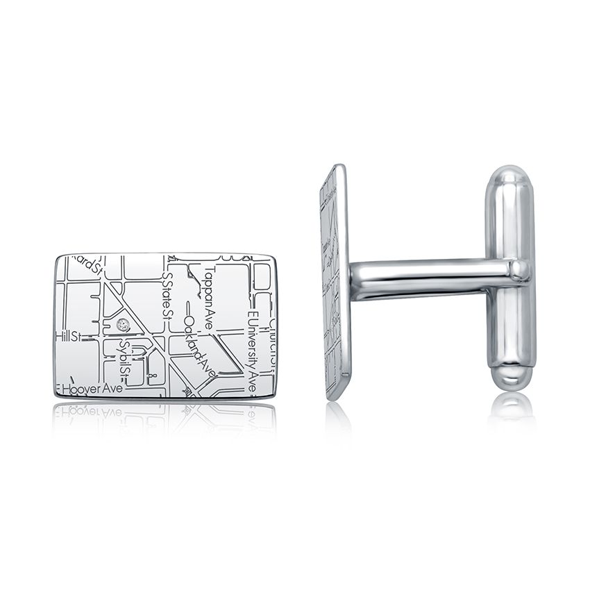 Sterling Silver Rectangle Map Cuff Links