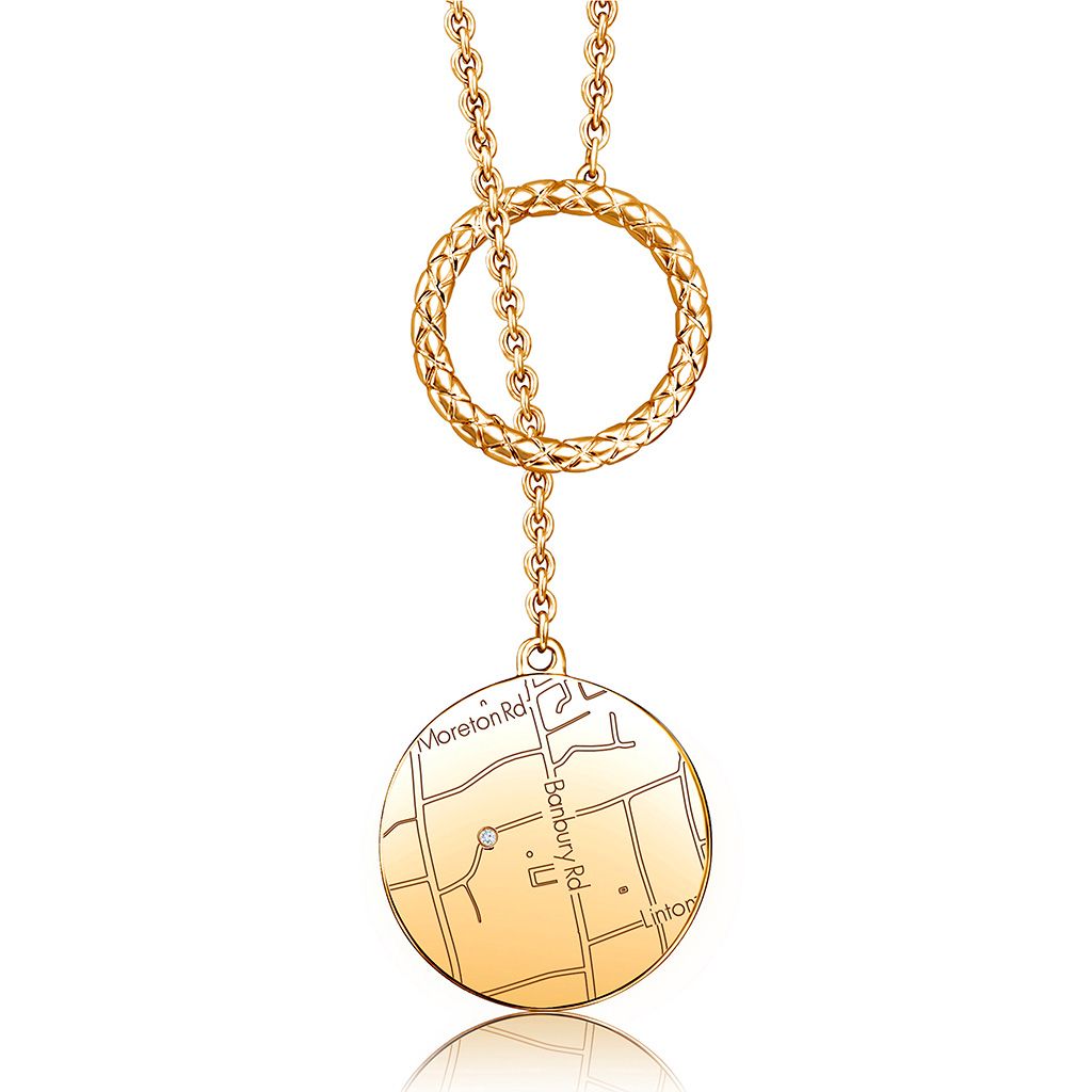 14k Yellow Gold  Circle Map Lariat