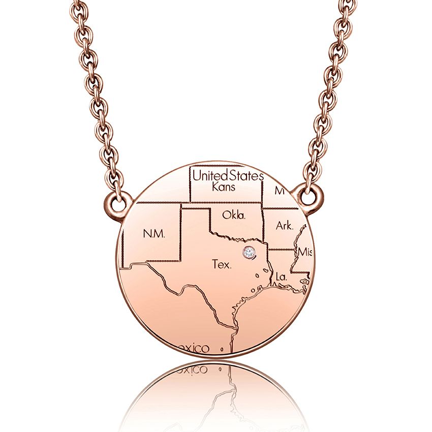 14k Rose Gold Circle Map Necklace