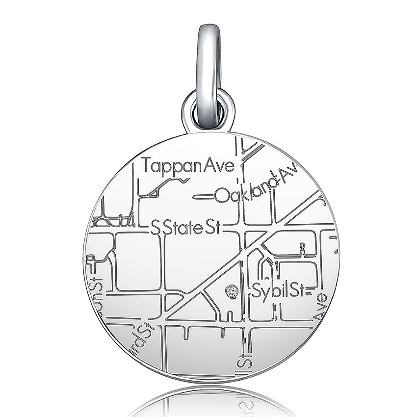 Sterling Silver Circle Map Pendant