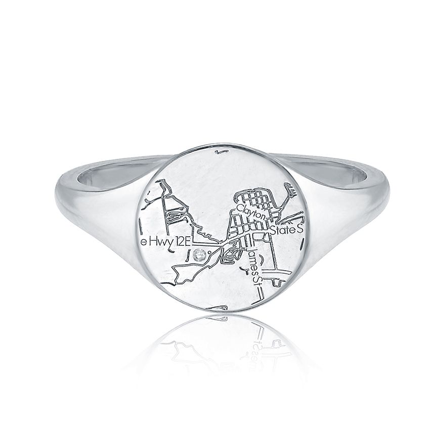 Sterling Silver Circle Map Ring
