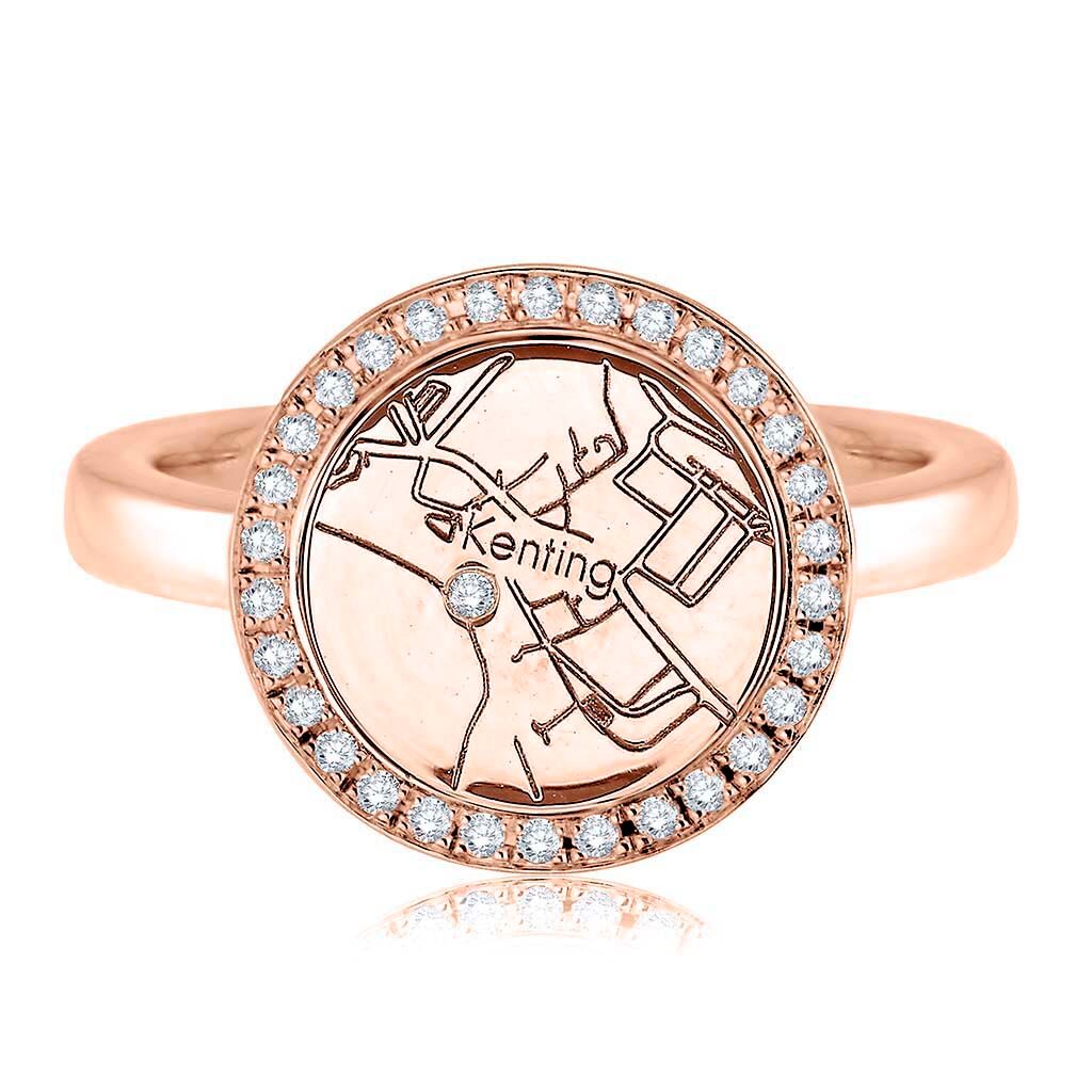 14k Rose Gold Circle Map Ring