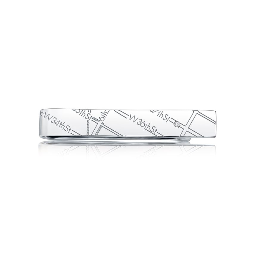Sterling Silver Men's Map Tie Bar