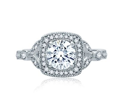 Floral Inspired Modern Vintage Halo Engagement Ring