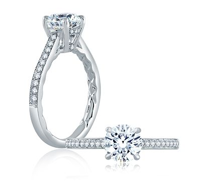 Classic Four Prong Cathedral Modern Vintage Engagement Ring