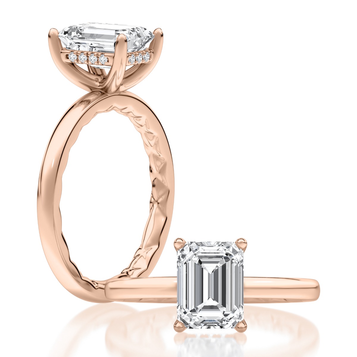 Classic Solitaire Emerald Center Diamond Engagement Ring