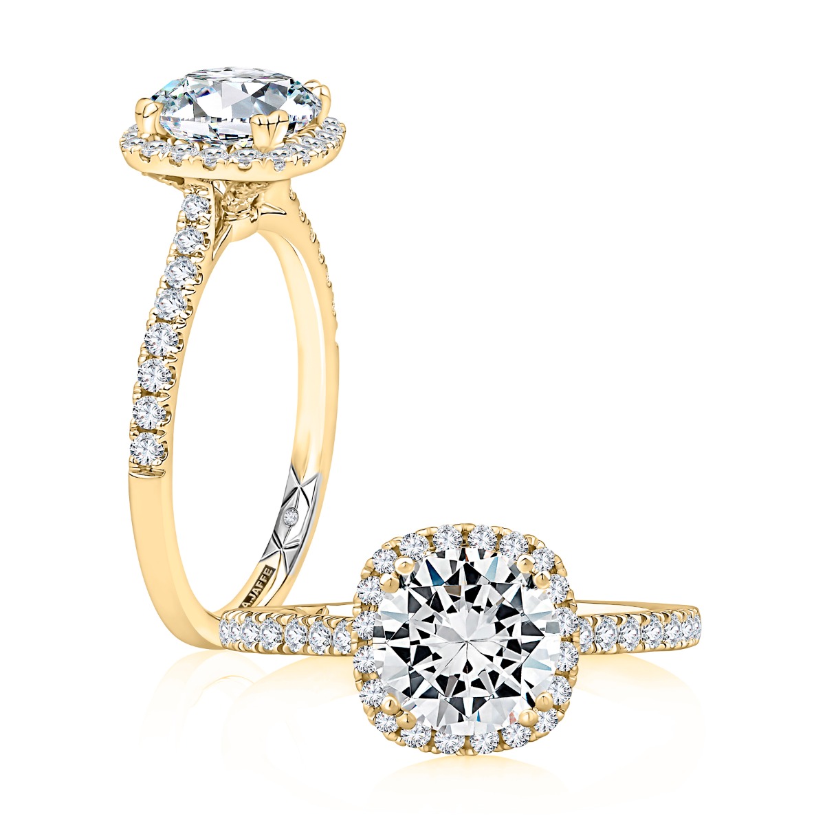 Round Cut Diamond Split Shank Crossover Engagement Ring