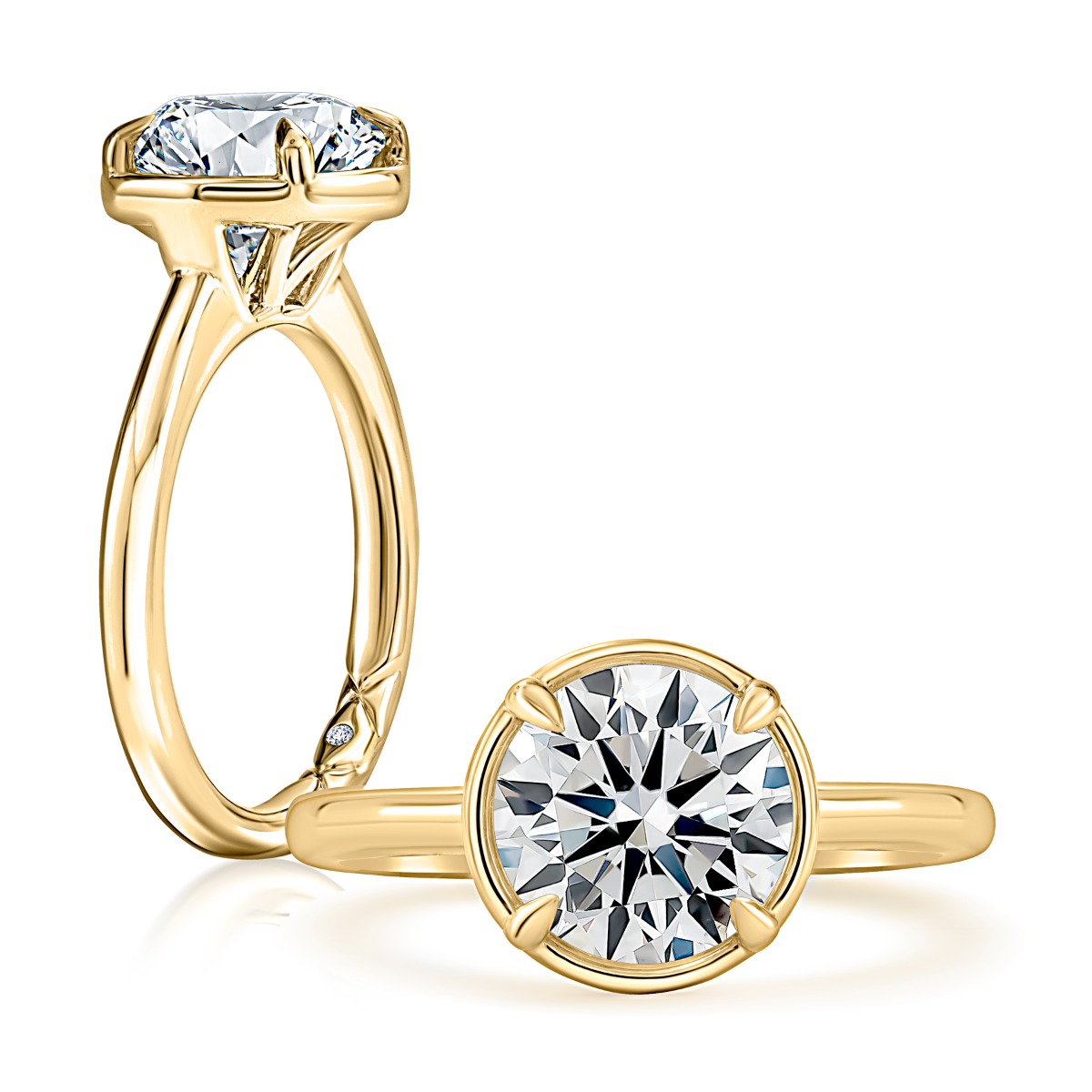 Round Cut Diamond Engagement Ring with Classic Bezel Setting