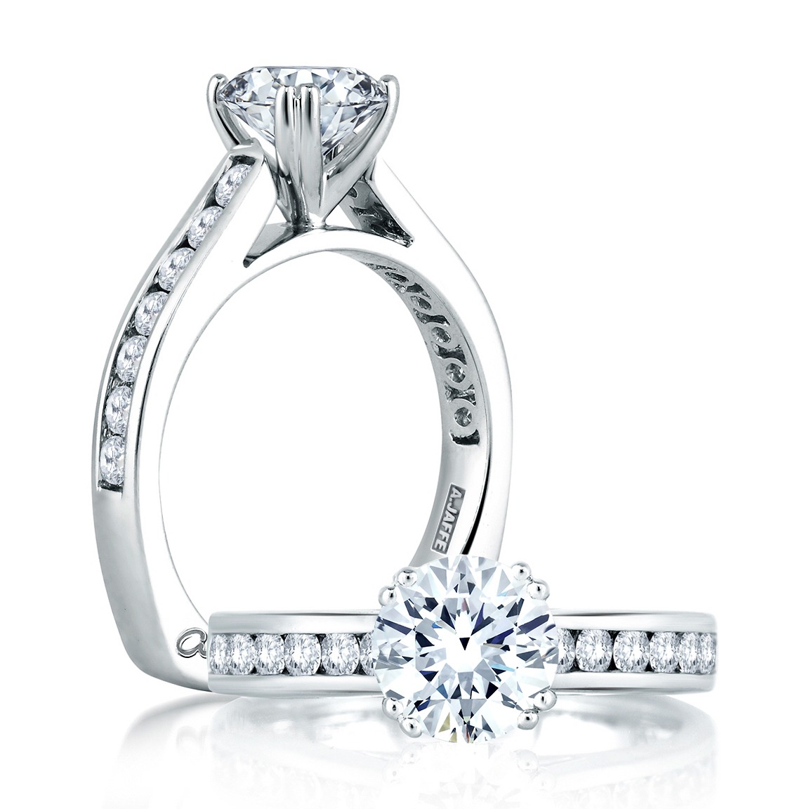 Classic Channel Set Cathedral Engagement Ring