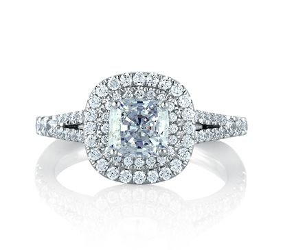 Classic Double Halo Cushion Engagement Ring